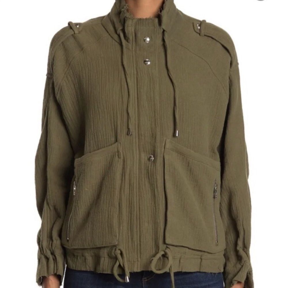 Blank NYC bomber jacket olive green military utility coat, sz S streetwear
